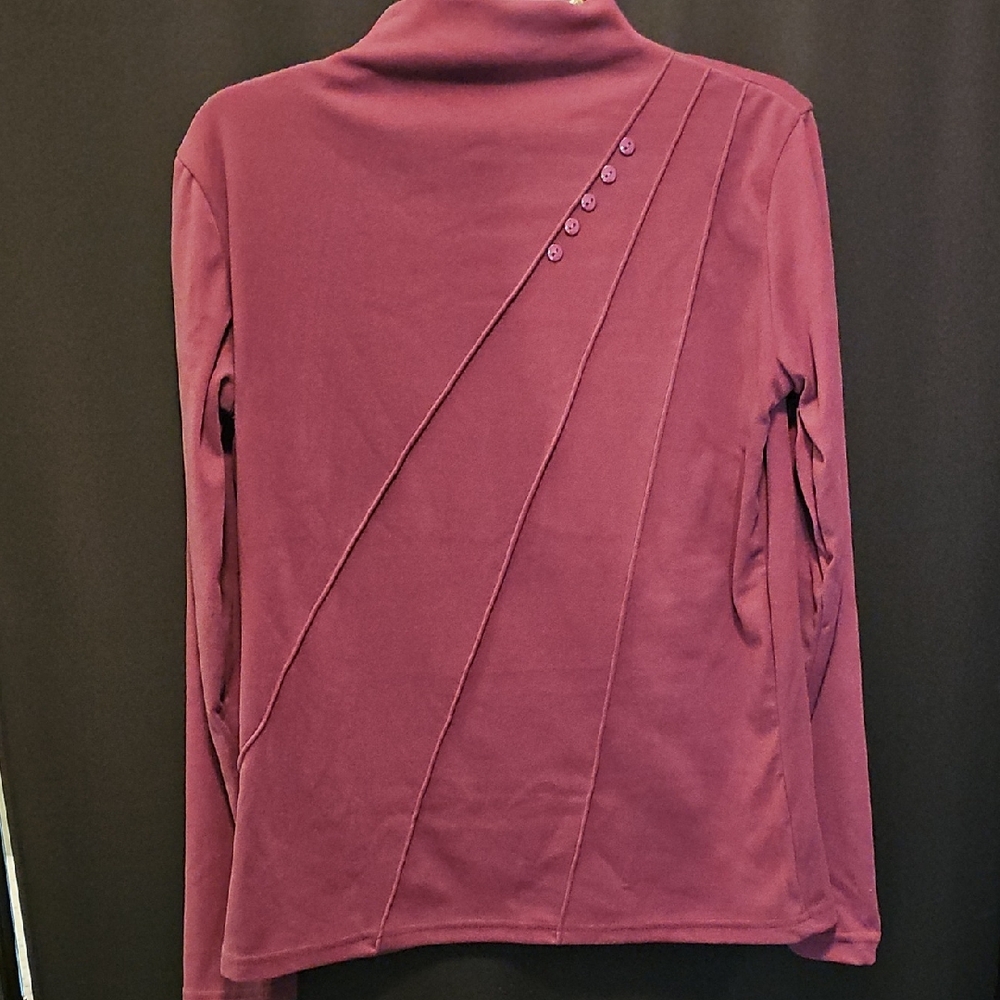 Purple Long Sleeve Top with Button Detail